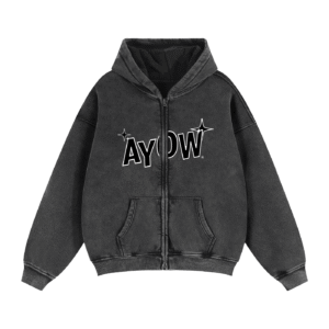 AYOW DESORDER LOGO Zip-Through Boxy Hoodie